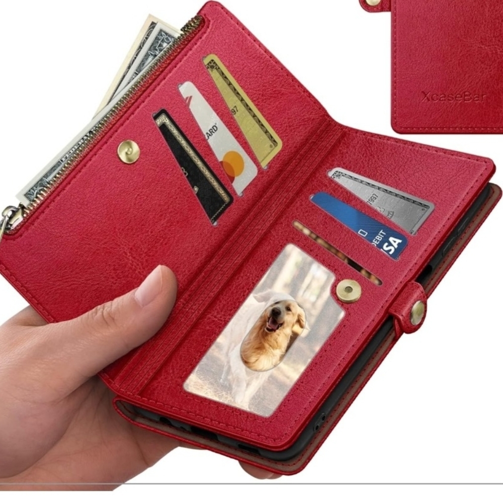 Red Wallet with Card Slots and Photo ID Window